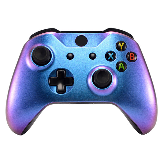 eXtremeRate Replacement Front Housing Shell for Xbox One X & S Controller (Model 1708) - Chameleon Purple Blue