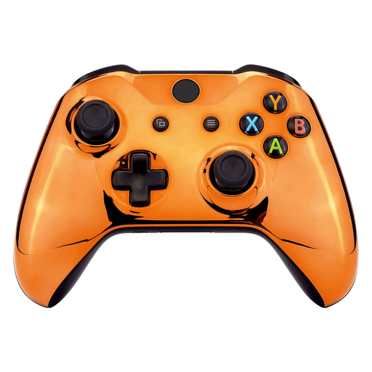 eXtremeRate Replacement Front Housing Shell for Xbox One X & S Controller (Model 1708) - Chrome Orange