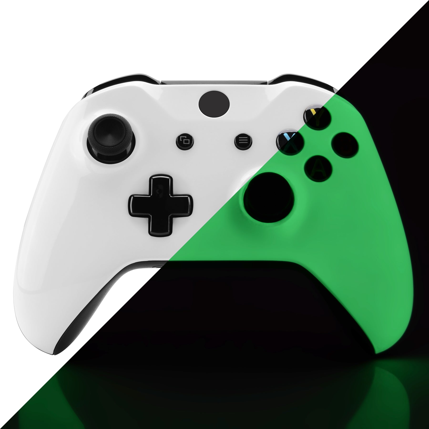 XBOX ONE X+コントローラー2個 eXtremeRate Glow in The Dark Faceplate Cover Case, Front Housing
