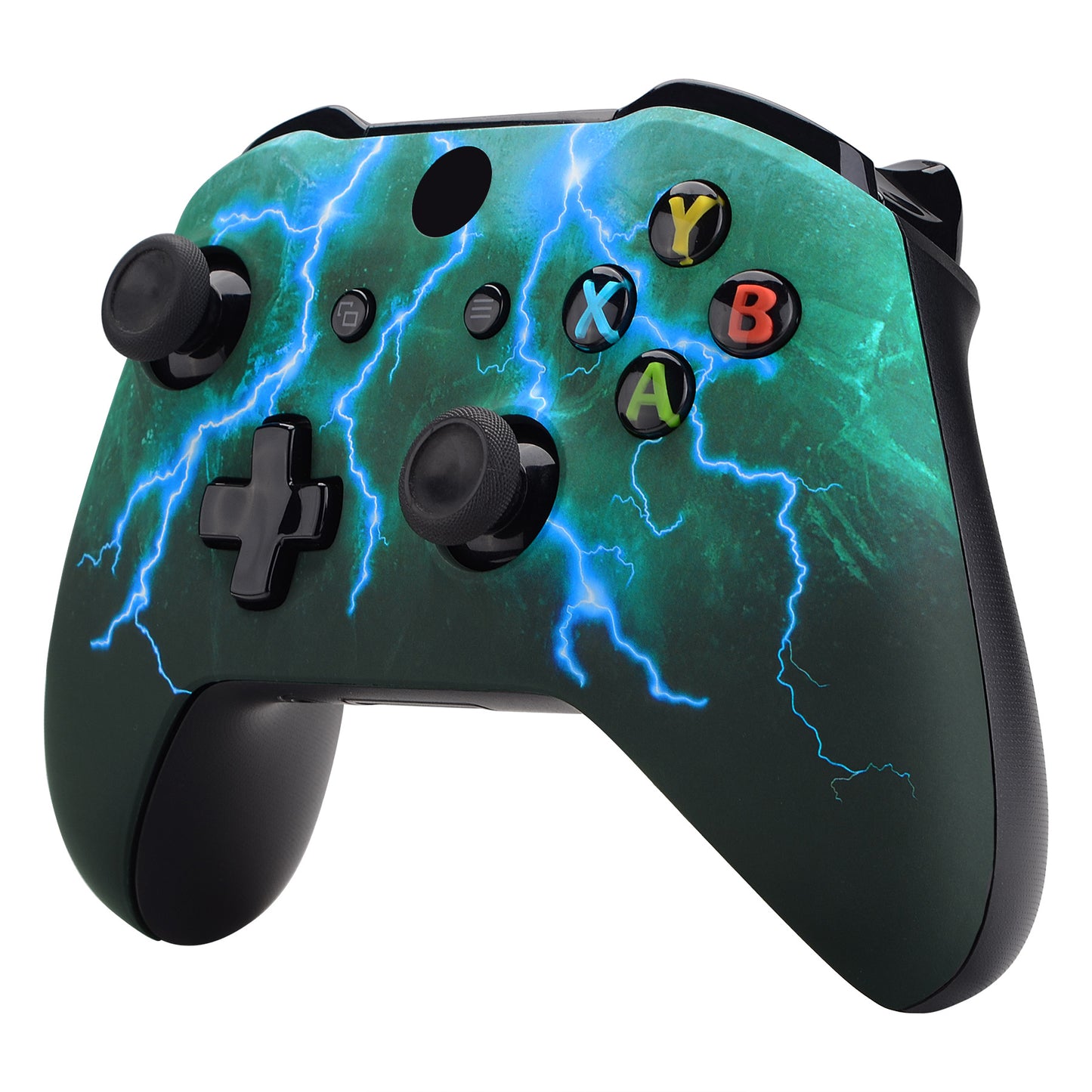 eXtremeRate Replacement Front Housing Shell for Xbox One X & S Controller (Model 1708) - Green Storm Thunder