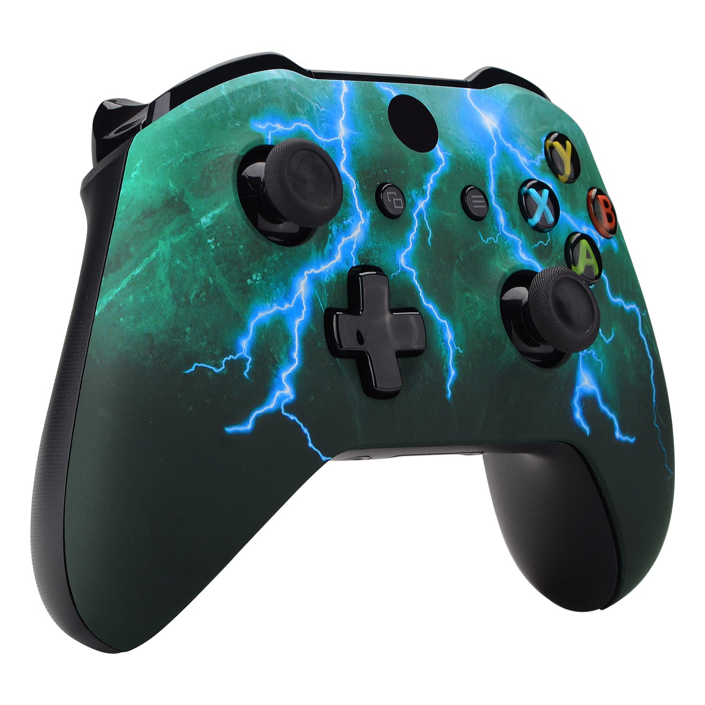 eXtremeRate Replacement Front Housing Shell for Xbox One X & S Controller (Model 1708) - Green Storm Thunder