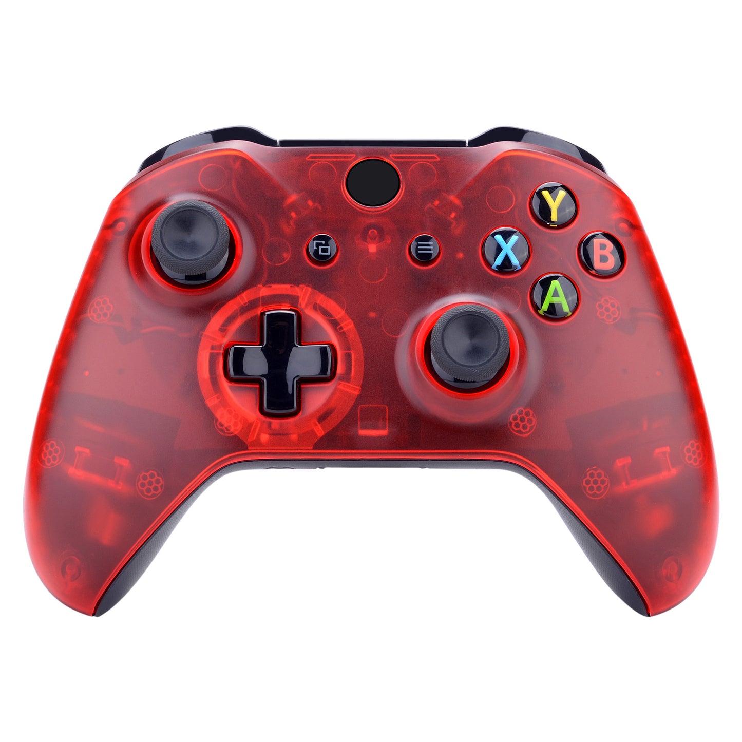 eXtremeRate Replacement Front Housing Shell for Xbox One X & S Controller (Model 1708) - Solid Clear Red