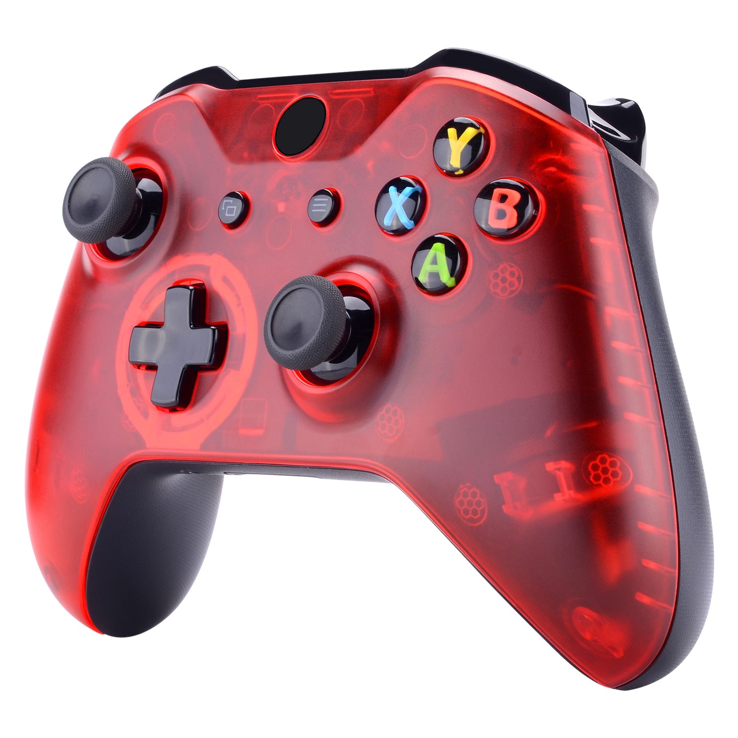 eXtremeRate Replacement Front Housing Shell for Xbox One X & S Controller (Model 1708) - Solid Clear Red