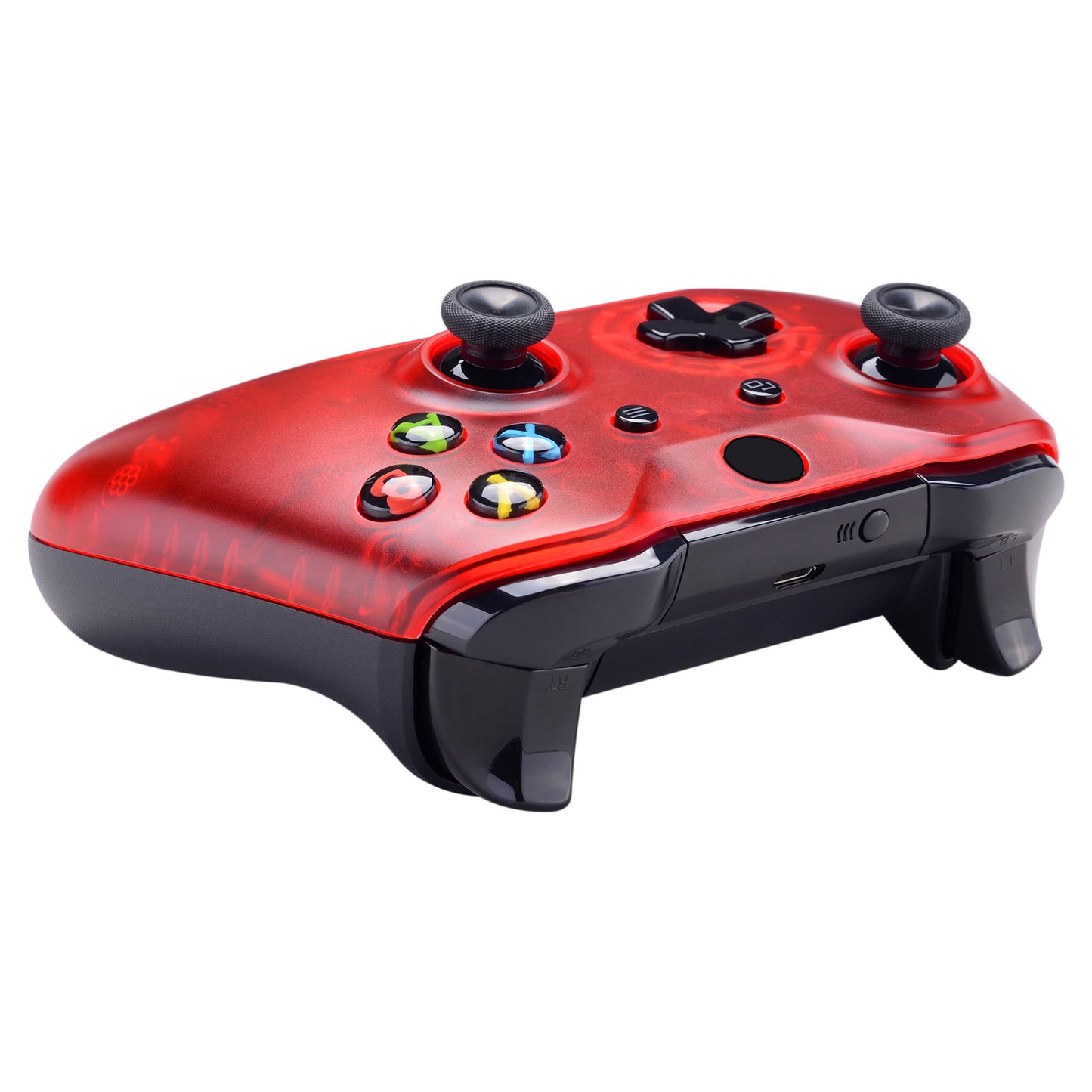 eXtremeRate Replacement Front Housing Shell for Xbox One X & S Controller (Model 1708) - Solid Clear Red