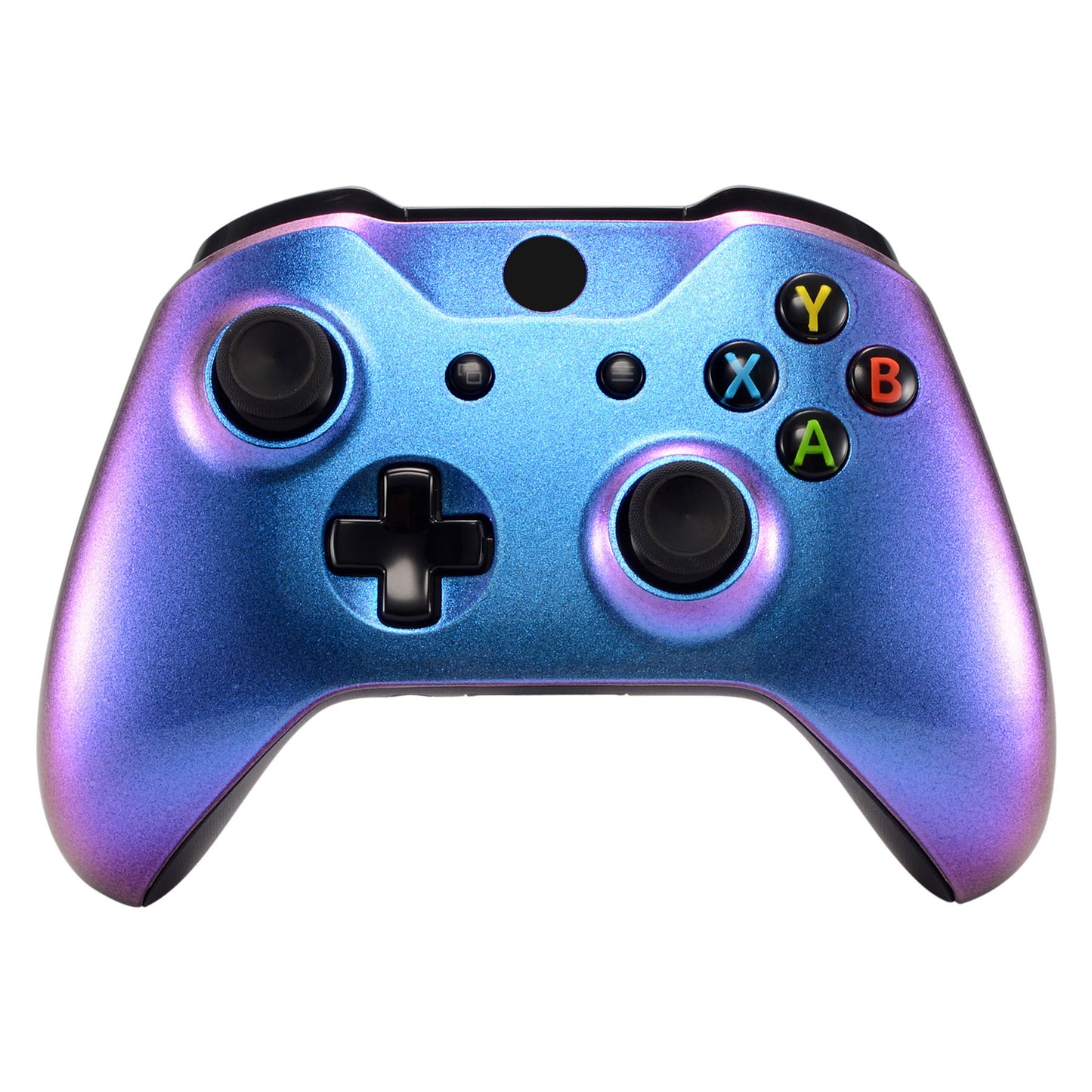 eXtremeRate Replacement Front Housing Shell with Side Rails Panel for Xbox One X & S Controller (Model 1708) - Chameleon Purple Blue
