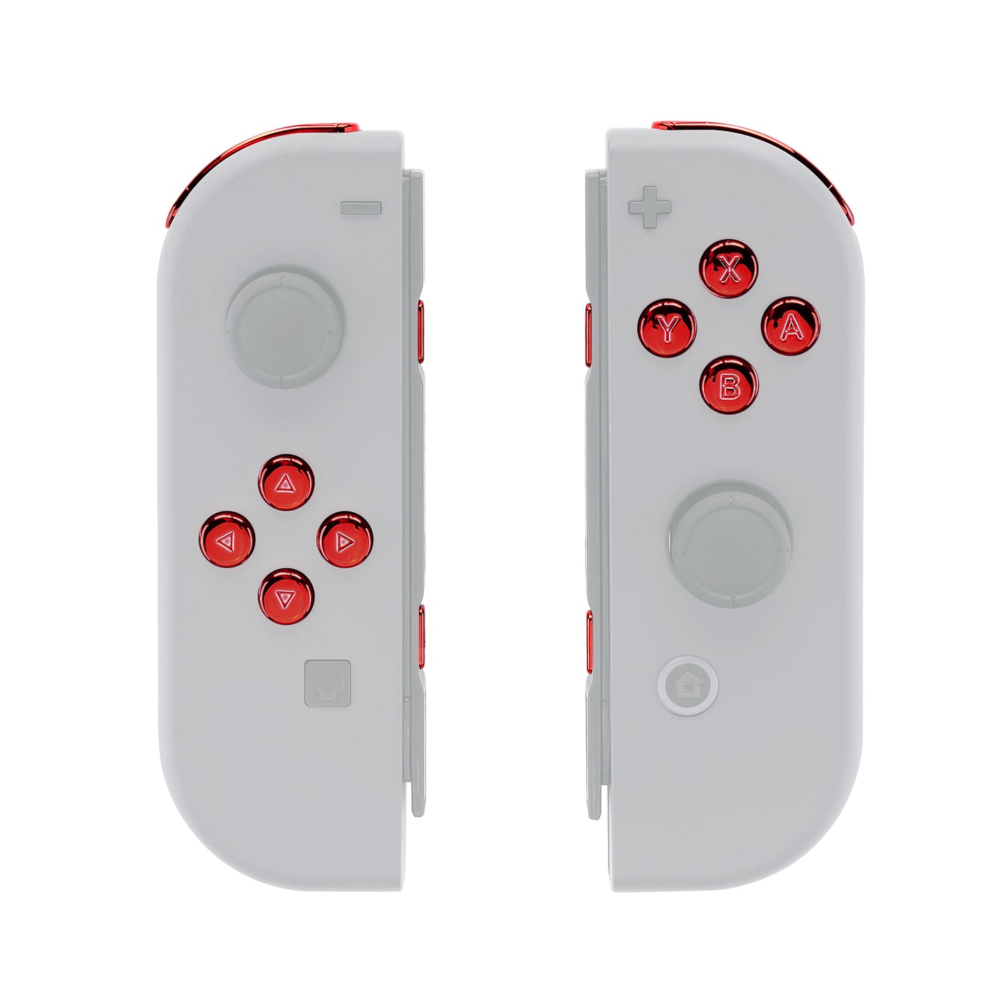 eXtremeRate Replacement Full Set Buttons for Joycon of NS Switch - Chrome Red Glossy