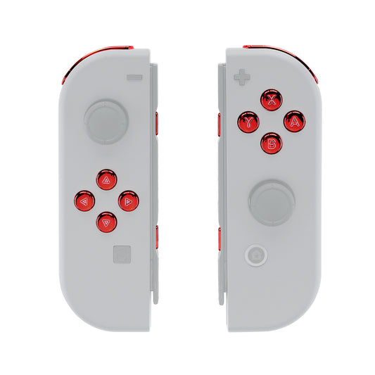 eXtremeRate Replacement Full Set Buttons for Joycon of NS Switch - Chrome Red Glossy