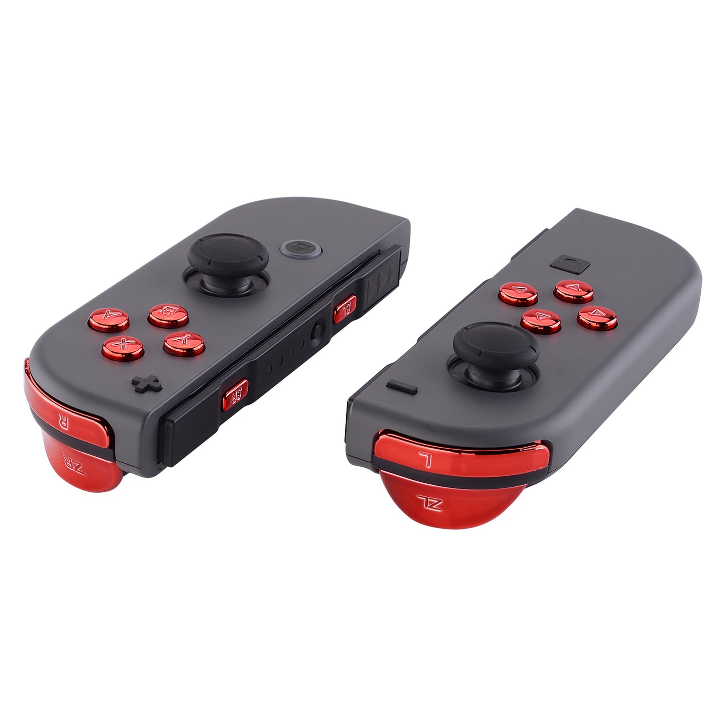 eXtremeRate Replacement Full Set Buttons for Joycon of NS Switch - Chrome Red Glossy