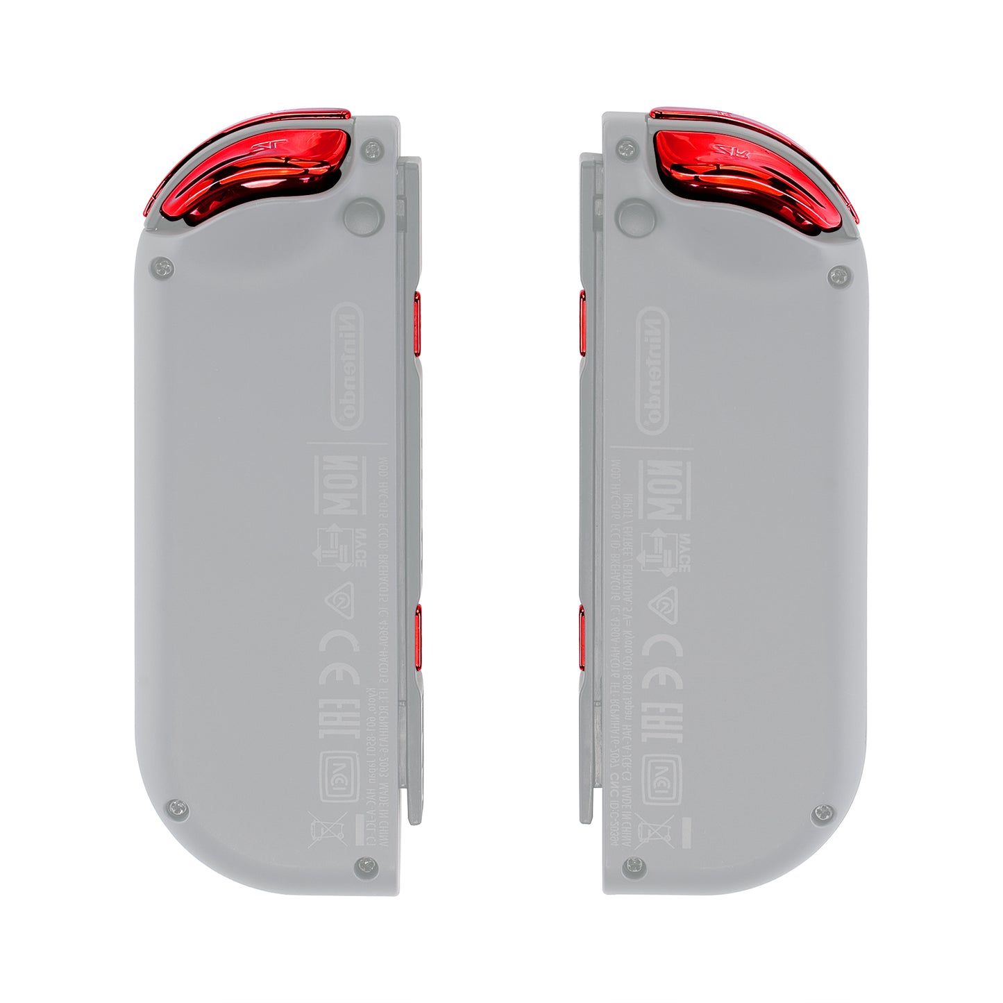 eXtremeRate Replacement Full Set Buttons for Joycon of NS Switch - Chrome Red Glossy
