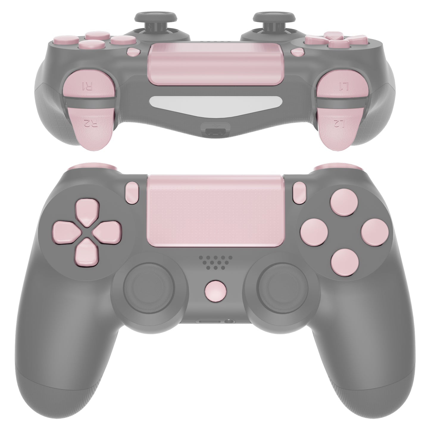 eXtremeRate Replacement Full Set Buttons Compatible with PS4 Slim Pro CUH-ZCT2 Controller - Cherry Blossoms Pink