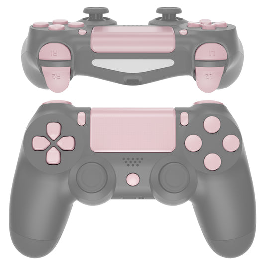 eXtremeRate Replacement Full Set Buttons Compatible with PS4 Slim Pro CUH-ZCT2 Controller - Cherry Blossoms Pink