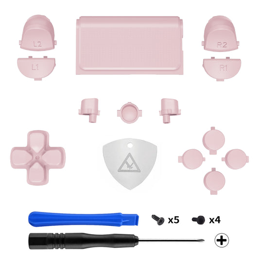 eXtremeRate Replacement Full Set Buttons Compatible with PS4 Slim Pro CUH-ZCT2 Controller - Cherry Blossoms Pink