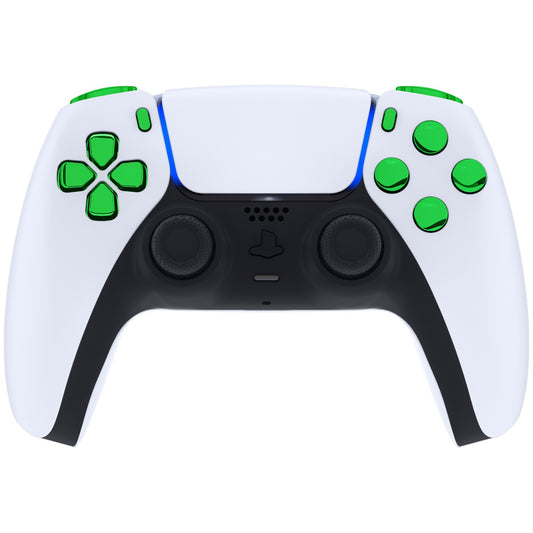 eXtremeRate Replacement Full Set Buttons Compatible with PS5 Controller BDM-010/020 - Chrome Green
