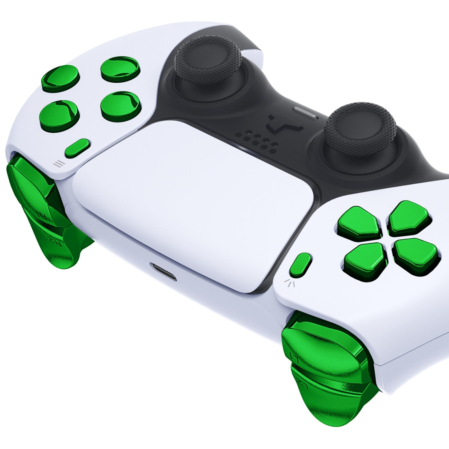 eXtremeRate Replacement Full Set Buttons Compatible with PS5 Controller BDM-010/020 - Chrome Green