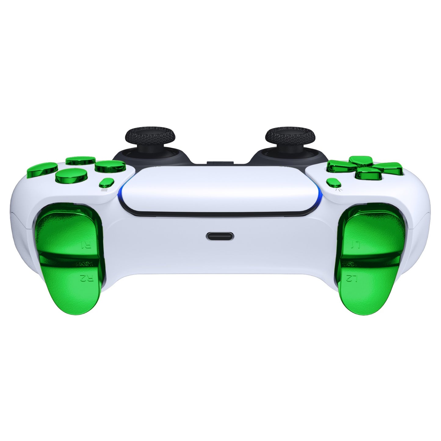 eXtremeRate Replacement Full Set Buttons Compatible with PS5 Controller BDM-010/020 - Chrome Green
