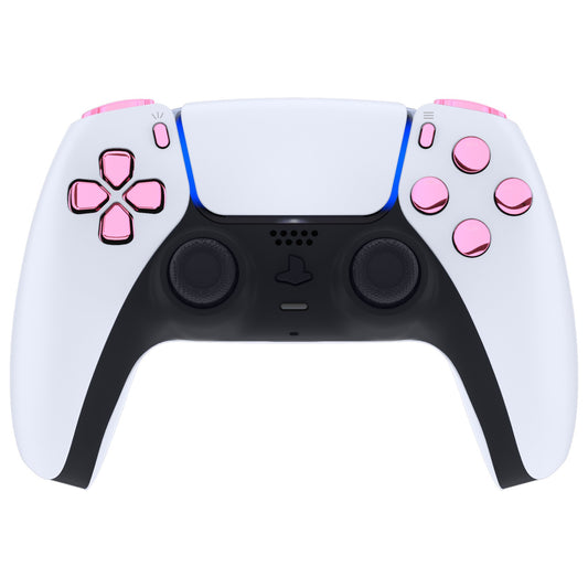 eXtremeRate Replacement Full Set Buttons Compatible with PS5 Controller BDM-010/020 - Chrome Pink