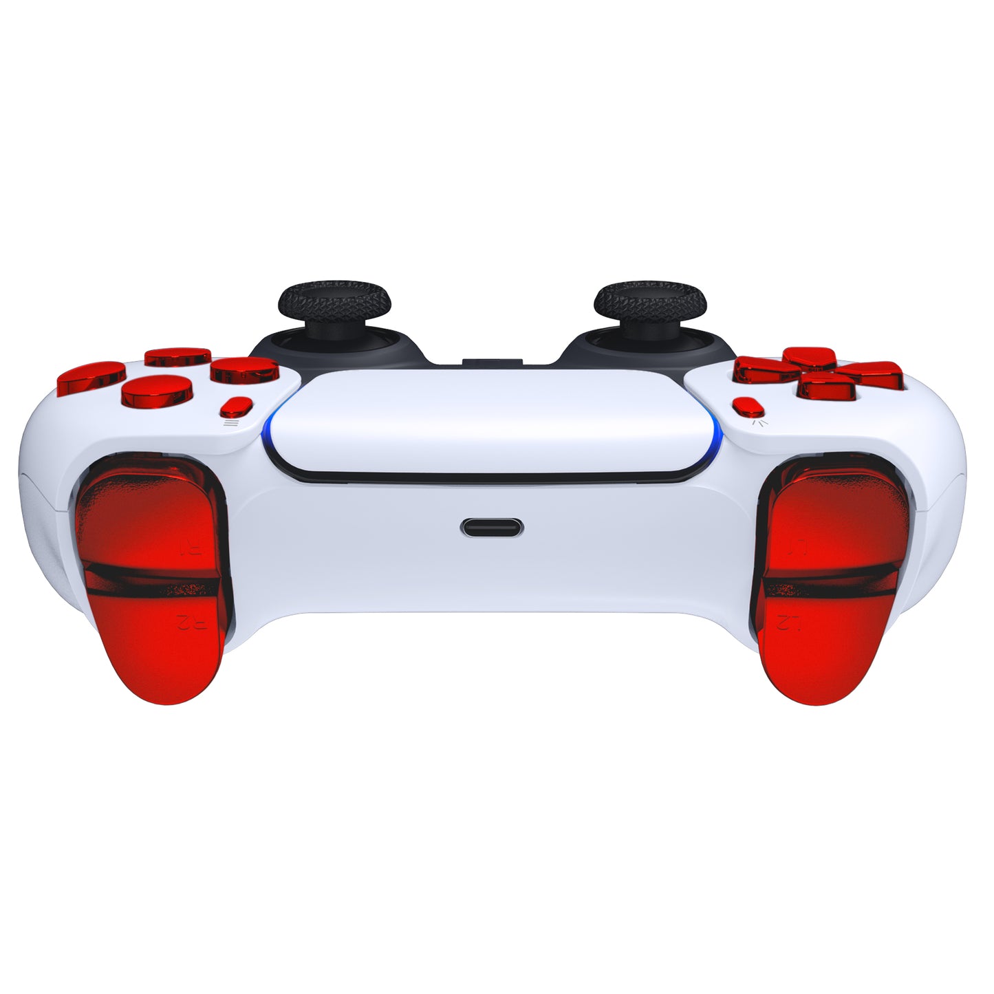 eXtremeRate Replacement Full Set Buttons Compatible with PS5 Controller BDM-010/020 - Chrome Red