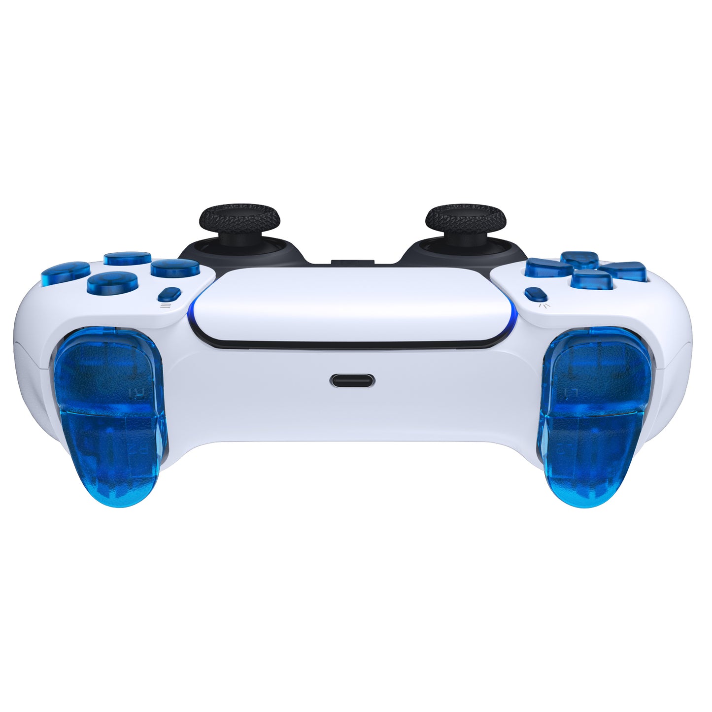 eXtremeRate Replacement Full Set Buttons Compatible with PS5 Controller BDM-010/020 - Clear Blue