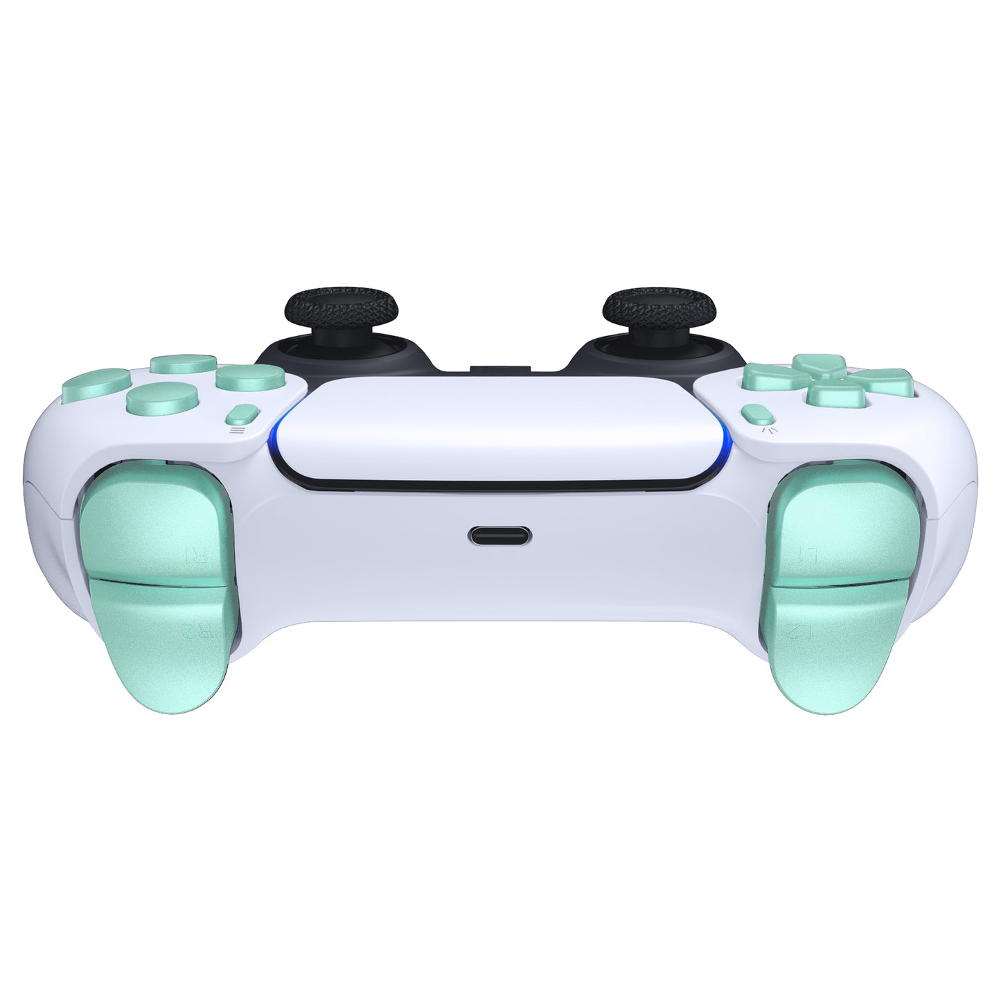 eXtremeRate Replacement Full Set Buttons Compatible with PS5 Controller BDM-010/020 - Metallic Vista Green
