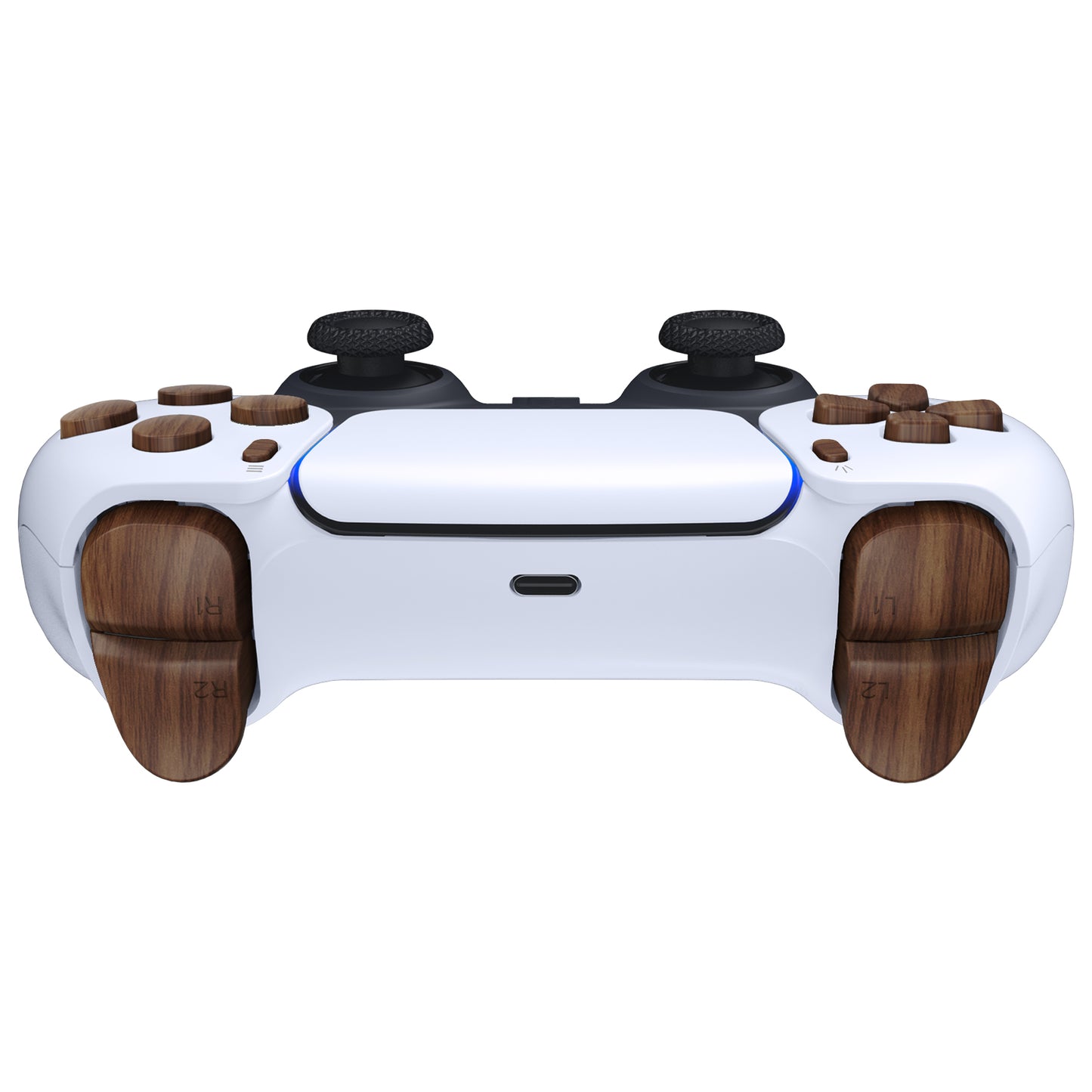 eXtremeRate Replacement Full Set Buttons Compatible with PS5 Controller BDM-010/020 - Wood Grain
