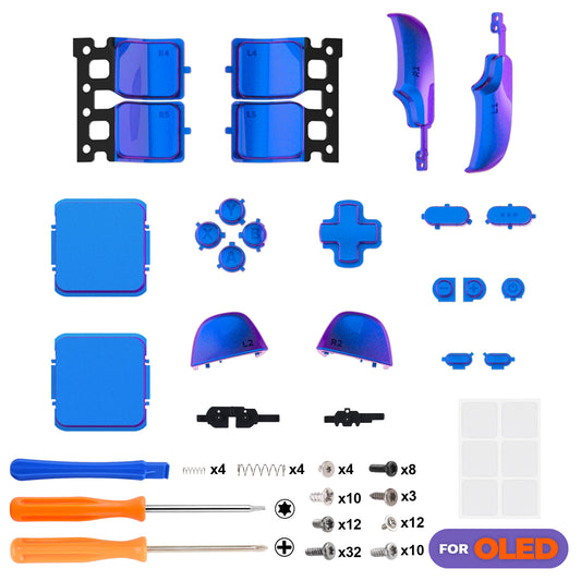 eXtremeRate Replacement Full Set Buttons for Steam Deck OLED - Chameleon Purple Blue