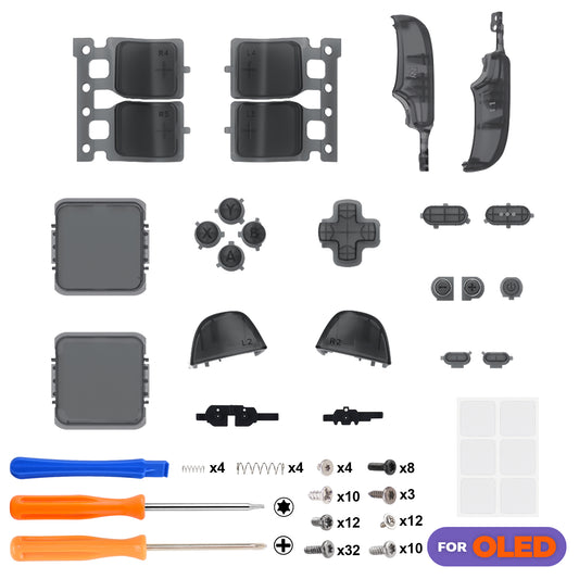 eXtremeRate Replacement Full Set Buttons for Steam Deck OLED - Clear Slate Black