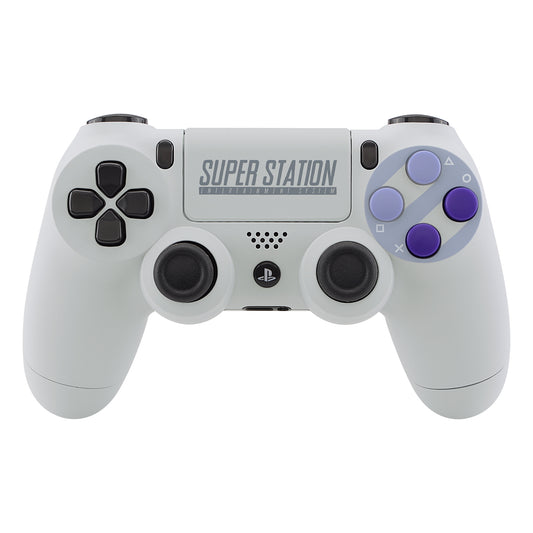 eXtremeRate Replacement Full Set Shell with Buttons for PS4 Slim Pro Controller Controller (CUH-ZCT2 JDM-040/050/055) - Classics SNES Style