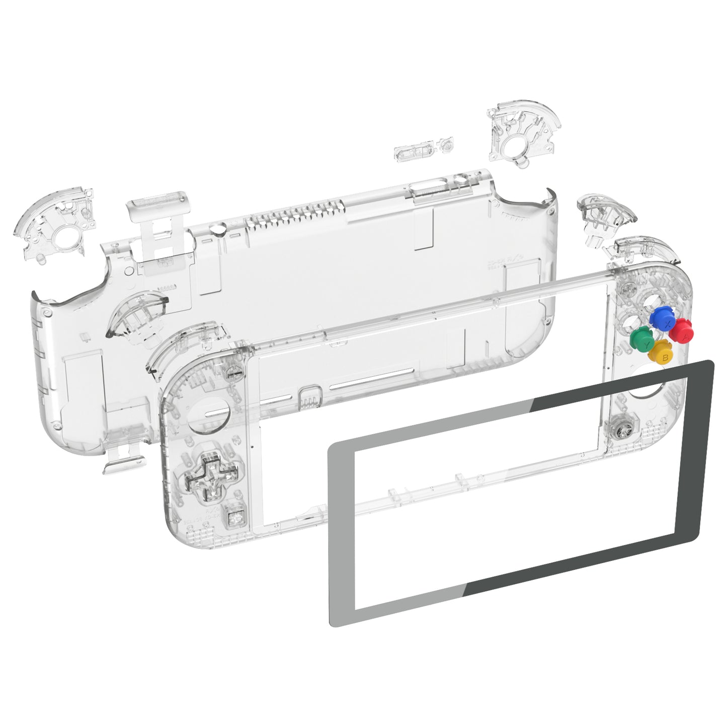 eXtremeRate Replacement Full Set Shells with Button Kit & Screen Protector for Nintendo Switch Lite - Crystal Clear