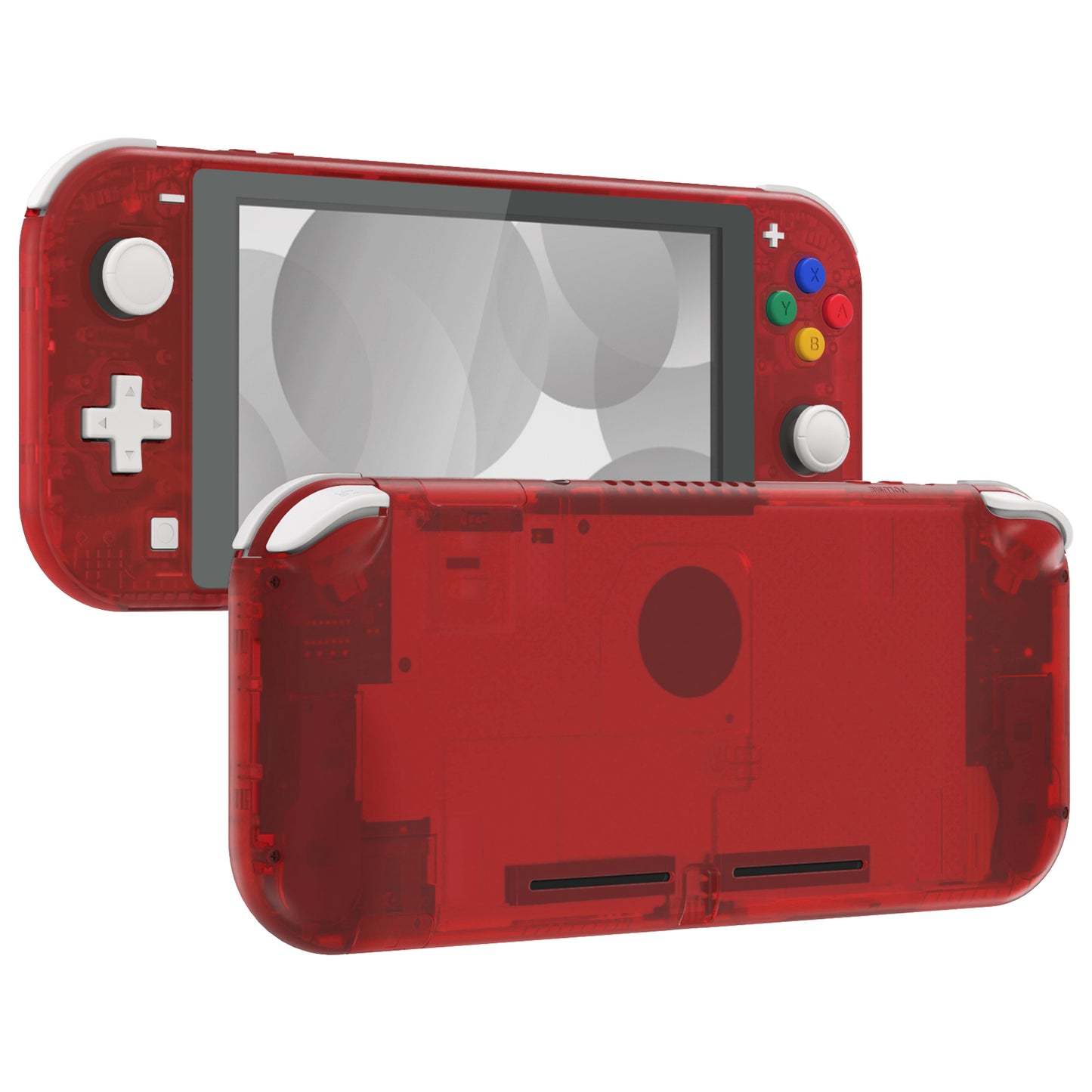 eXtremeRate Replacement Full Set Shells with ABXY Buttons & Screen Protector for Nintendo Switch Lite - Clear Red