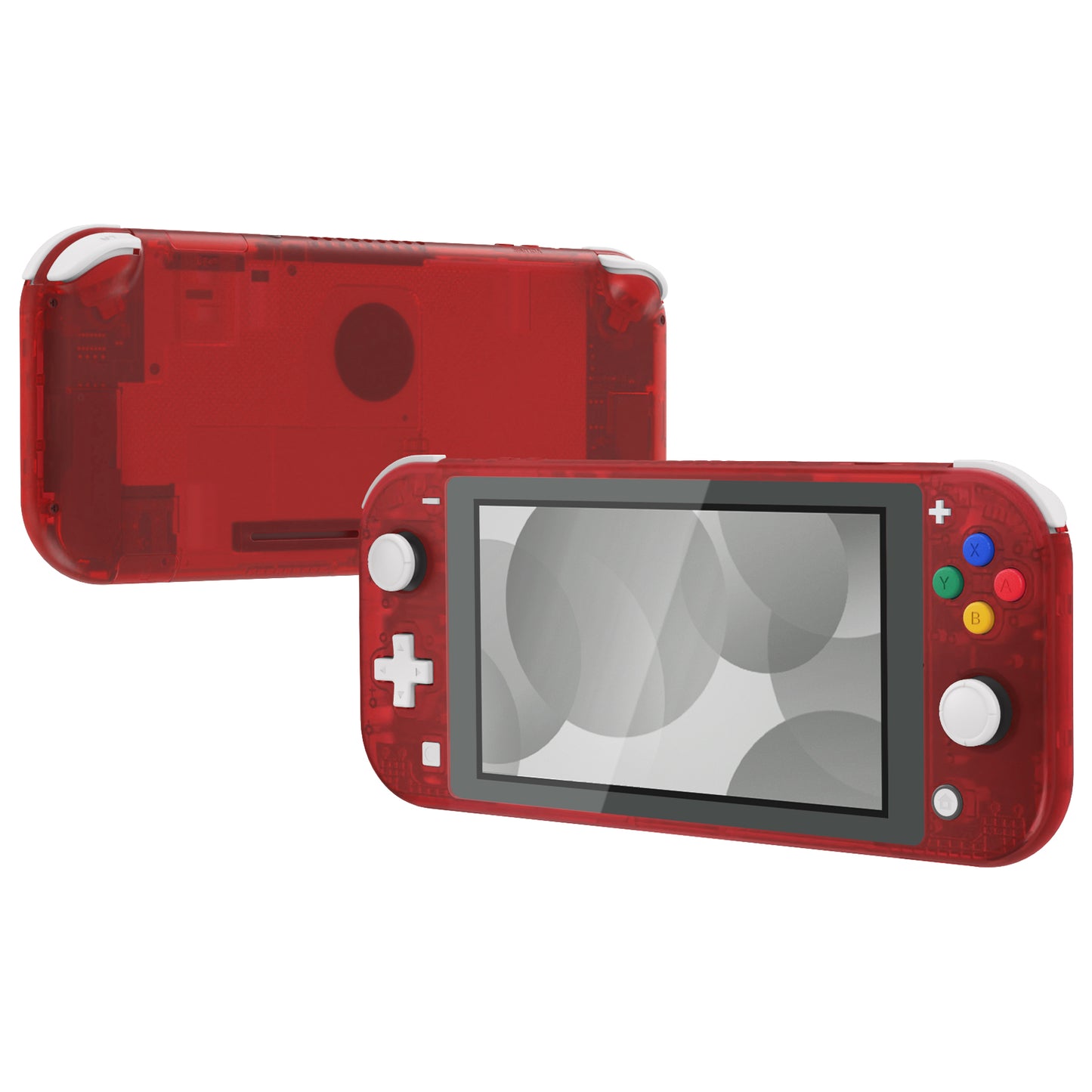 eXtremeRate Replacement Full Set Shells with ABXY Buttons & Screen Protector for Nintendo Switch Lite - Clear Red