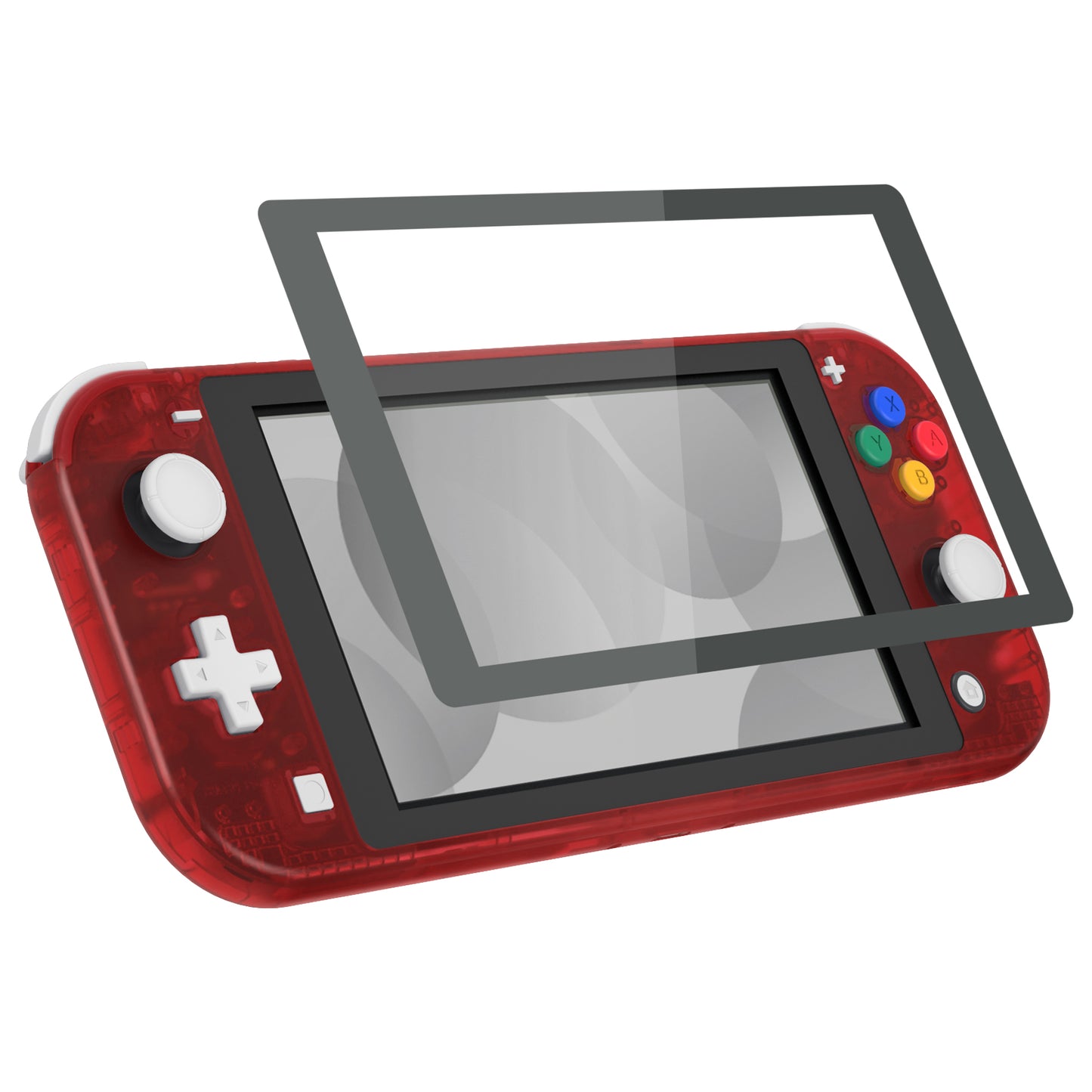 eXtremeRate Replacement Full Set Shells with ABXY Buttons & Screen Protector for Nintendo Switch Lite - Clear Red