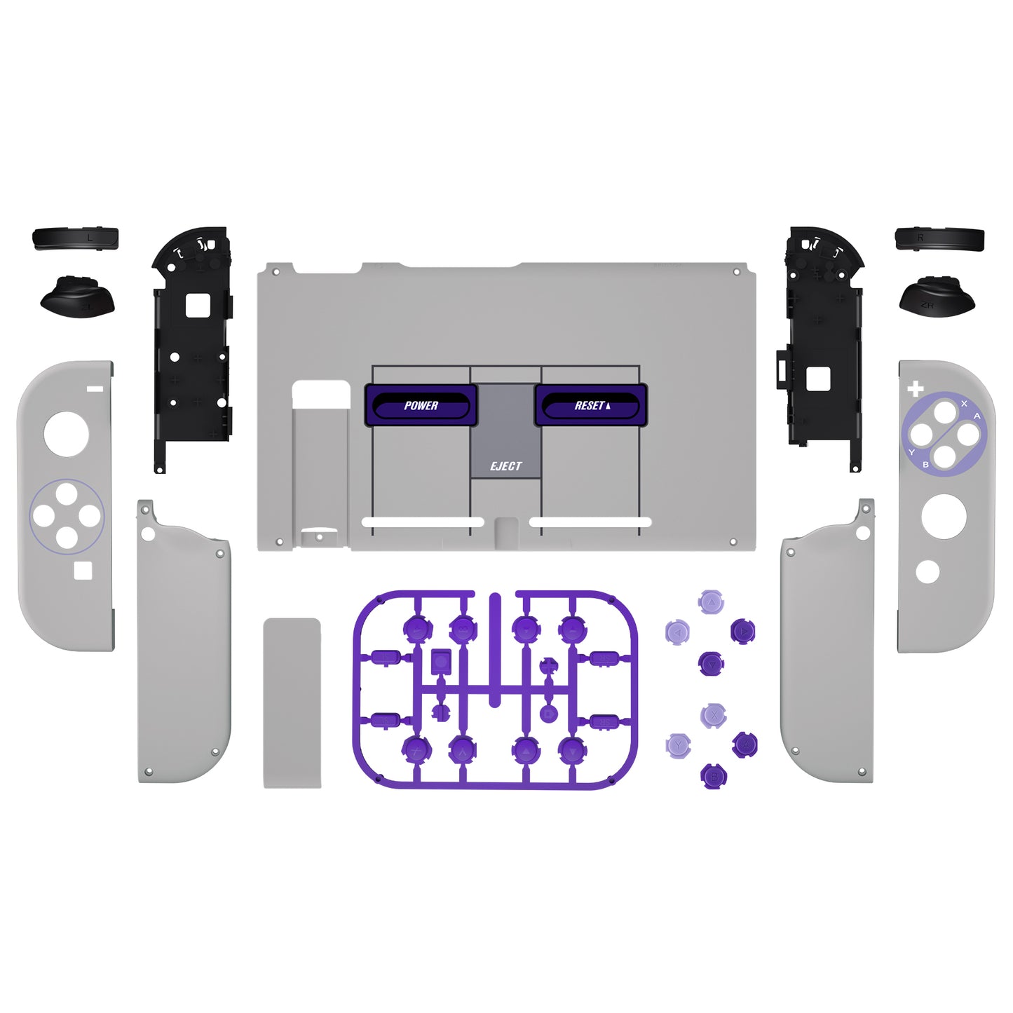 eXtremeRate Replacement Full Set Shells with Buttons for Nintendo Switch - Classics SNES Style