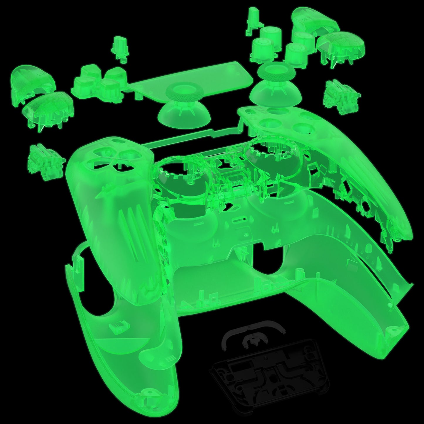 eXtremeRate Replacement Full Set Shells with Buttons Compatible with PS5 Controller BDM-030/040/050 - Glow in Dark - Green