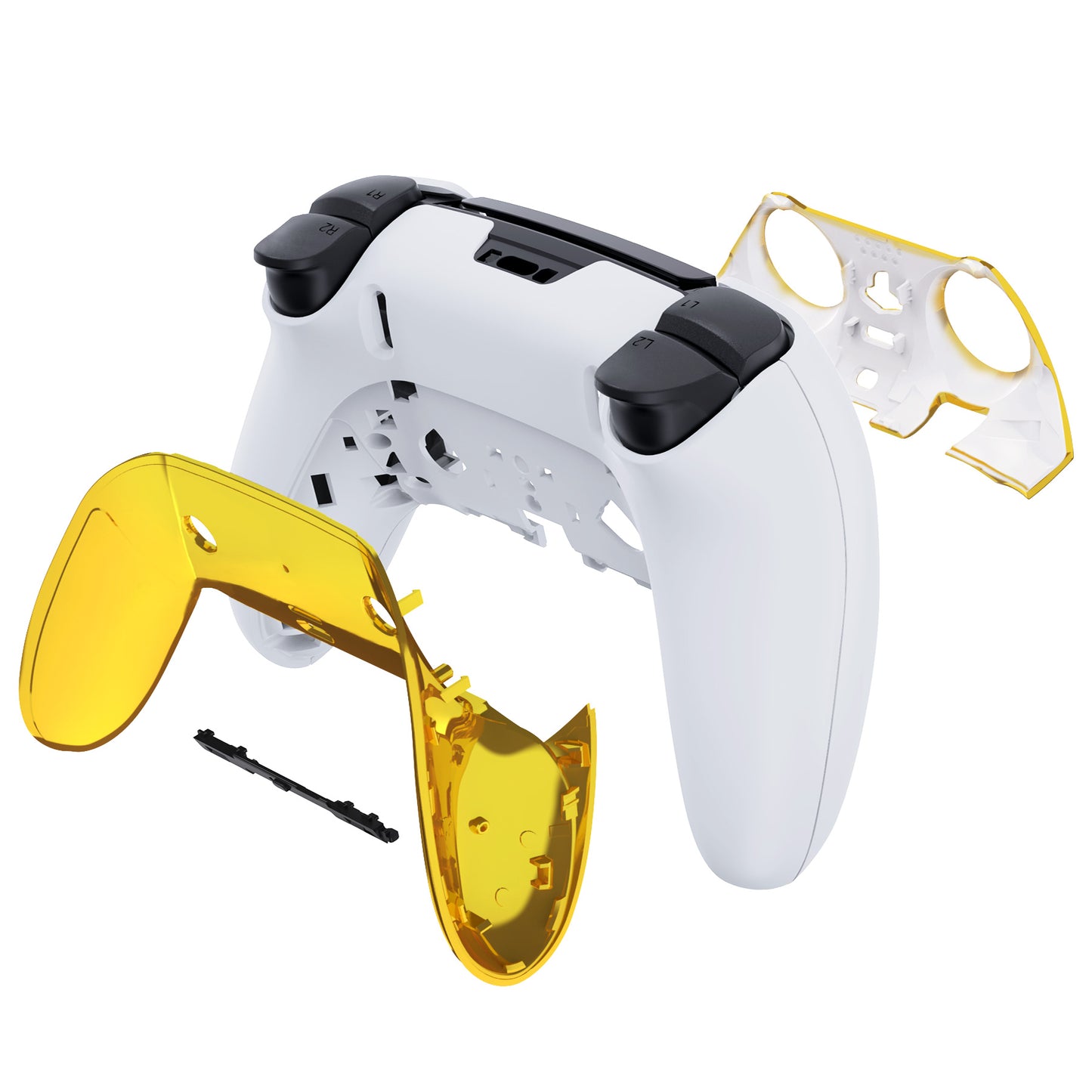 eXtremeRate Replacement Top Bottom Decorative Trim Shell Compatible with PS5 Edge Controller - Chrome Gold