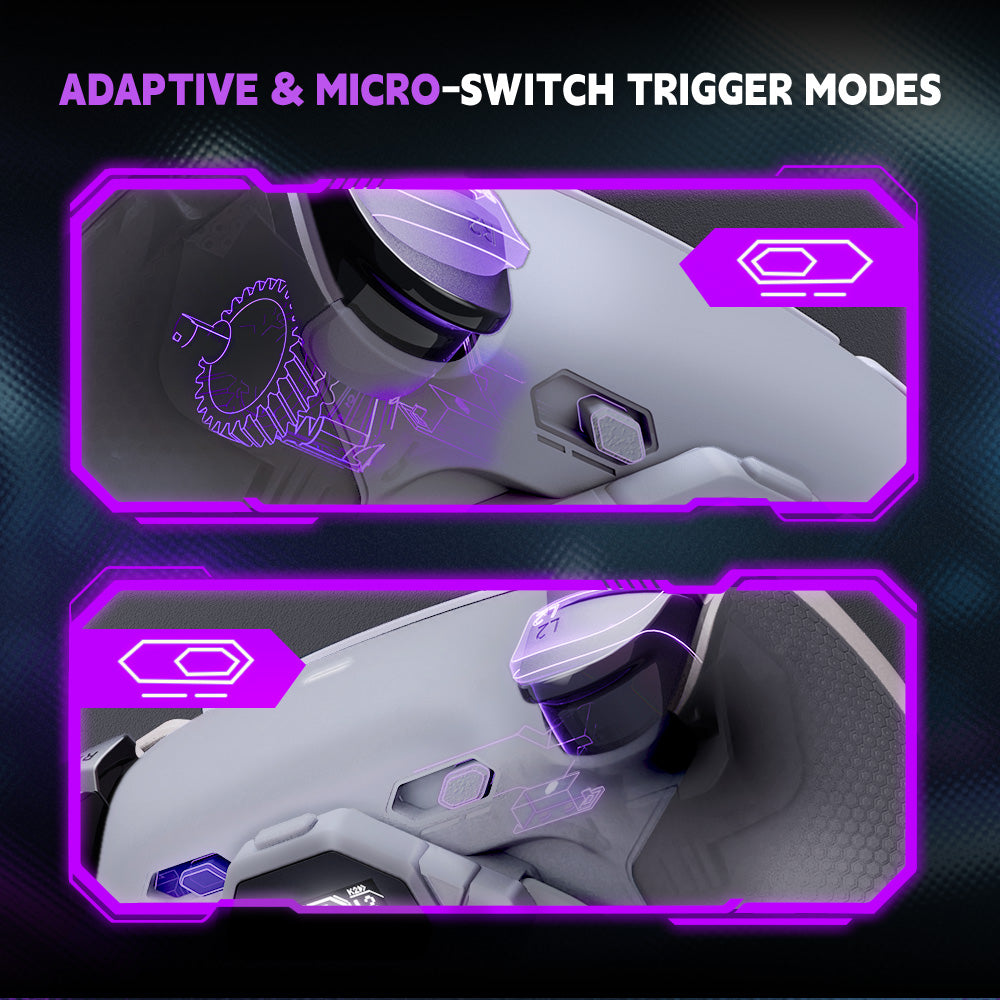 eXtremeRate SPARK Back Paddles Kit with OLED Display & Clicky Trigger Stops & Ergonomic Grips for PS5 Controller BDM-030/040/050 - Rubberized New Hope Gray & Classic Gray