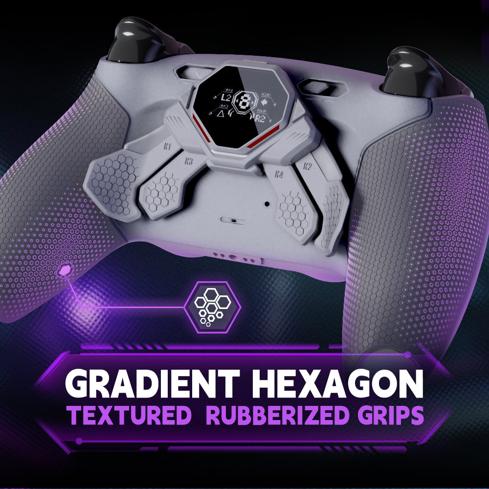 eXtremeRate SPARK Back Paddles Kit with OLED Display & Clicky Trigger Stops & Ergonomic Grips for PS5 Controller BDM-030/040/050 - Rubberized New Hope Gray & Classic Gray