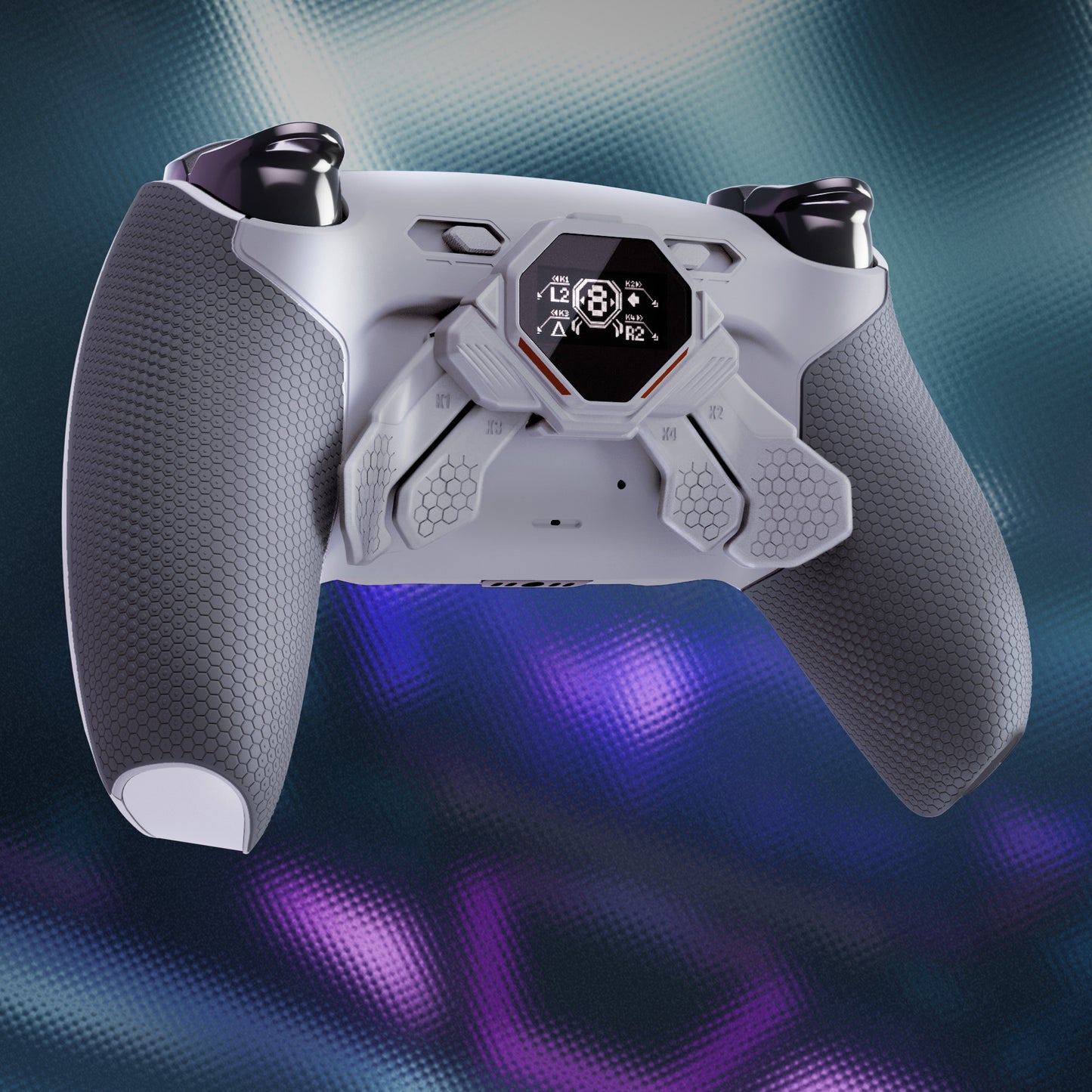 eXtremeRate SPARK Back Paddles Kit with OLED Display & Clicky Trigger Stops & Ergonomic Grips for PS5 Controller BDM-030/040/050 - Rubberized New Hope Gray & Classic Gray