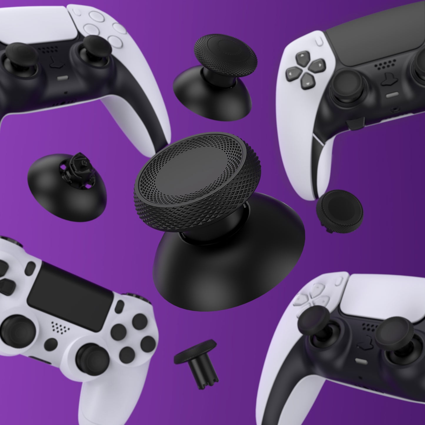 eXtremeRate ThumbsGear V3 Interchangeable Ergonomic Thumbstick for PS5 Edge & PS5 & PS4 Controller - Black