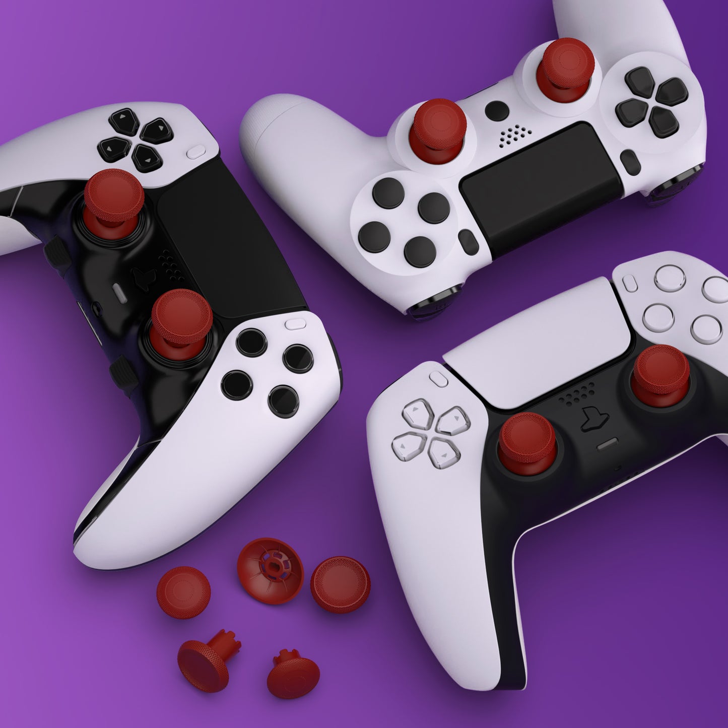 eXtremeRate ThumbsGear V3 Interchangeable Ergonomic Thumbstick for PS5 Edge & PS5 & PS4 Controller - Carmine Red