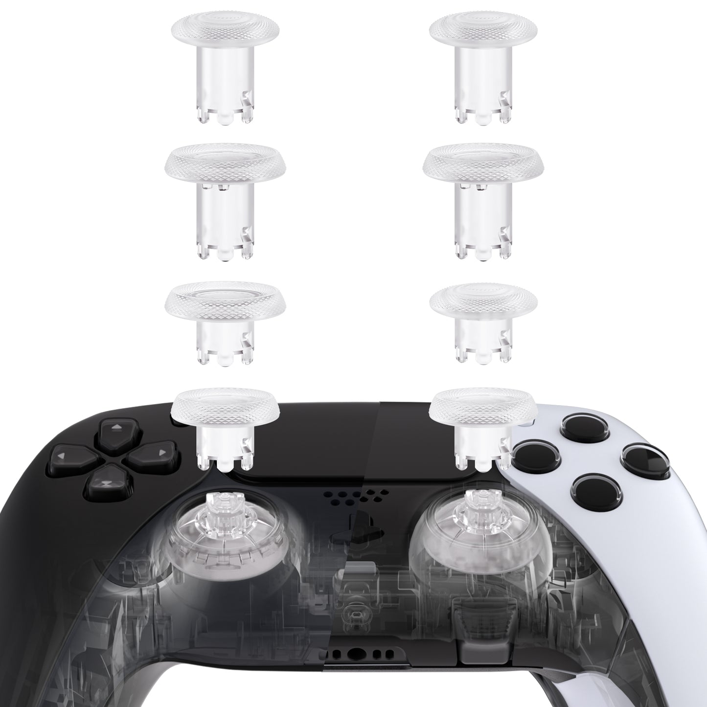 eXtremeRate ThumbsGear V3 Interchangeable Ergonomic Thumbstick for PS5 Edge & PS5 & PS4 Controller - Clear