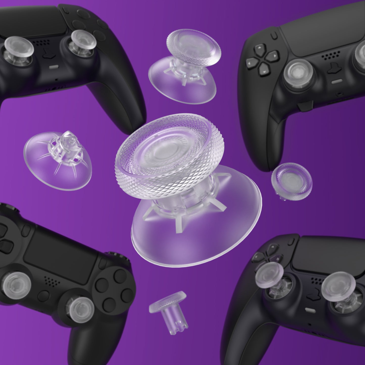 eXtremeRate ThumbsGear V3 Interchangeable Ergonomic Thumbstick for PS5 Edge & PS5 & PS4 Controller - Clear