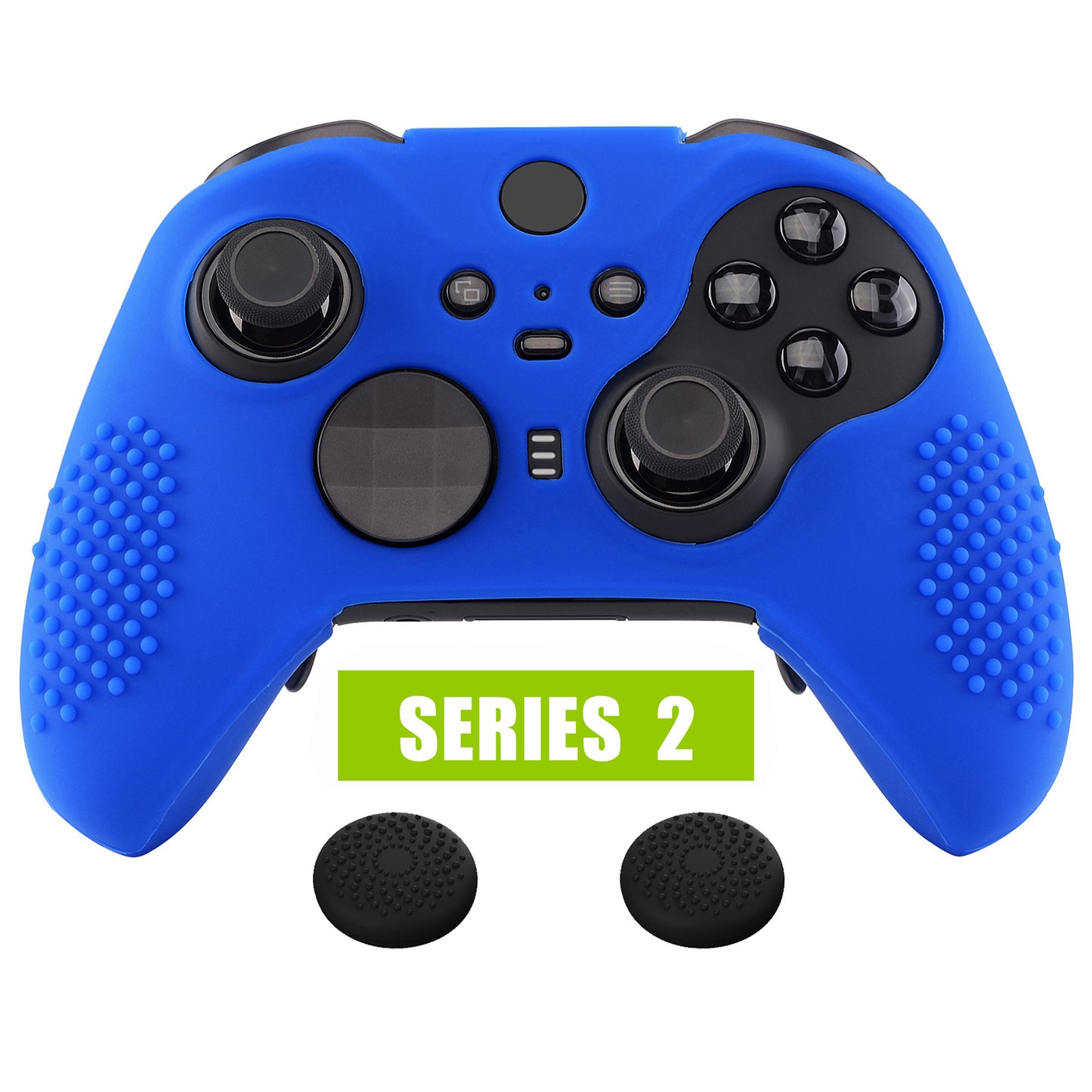 eXtremeRate PlayVital Protective Anti-Slip Silicone Case with Thumb Grips Caps for Xbox One Elite Series 2 & Elite 2 Core Controller - Blue