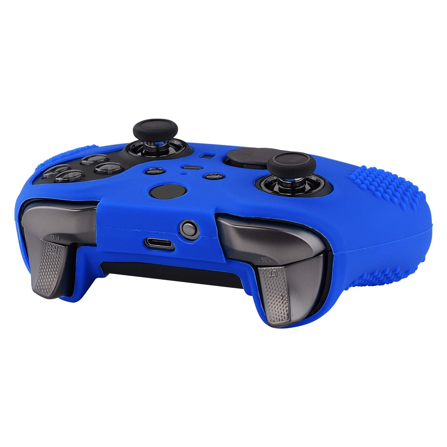 eXtremeRate PlayVital Protective Anti-Slip Silicone Case with Thumb Grips Caps for Xbox One Elite Series 2 & Elite 2 Core Controller - Blue