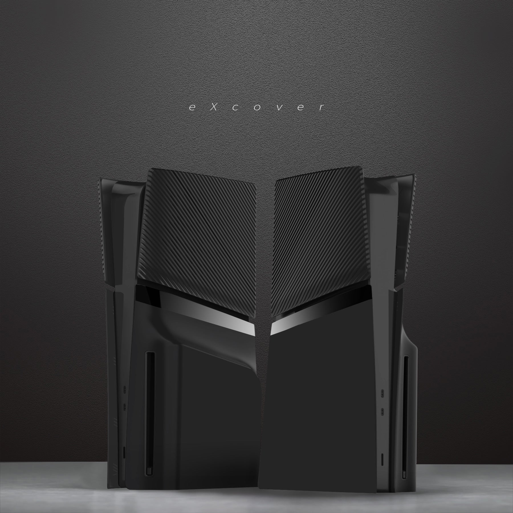 eXtremeRate eXcover Replacement Top Bottom Cover Side Panel with Cooling Vent for PS5 Slim Disc Edition Console - Black eXtremeRate