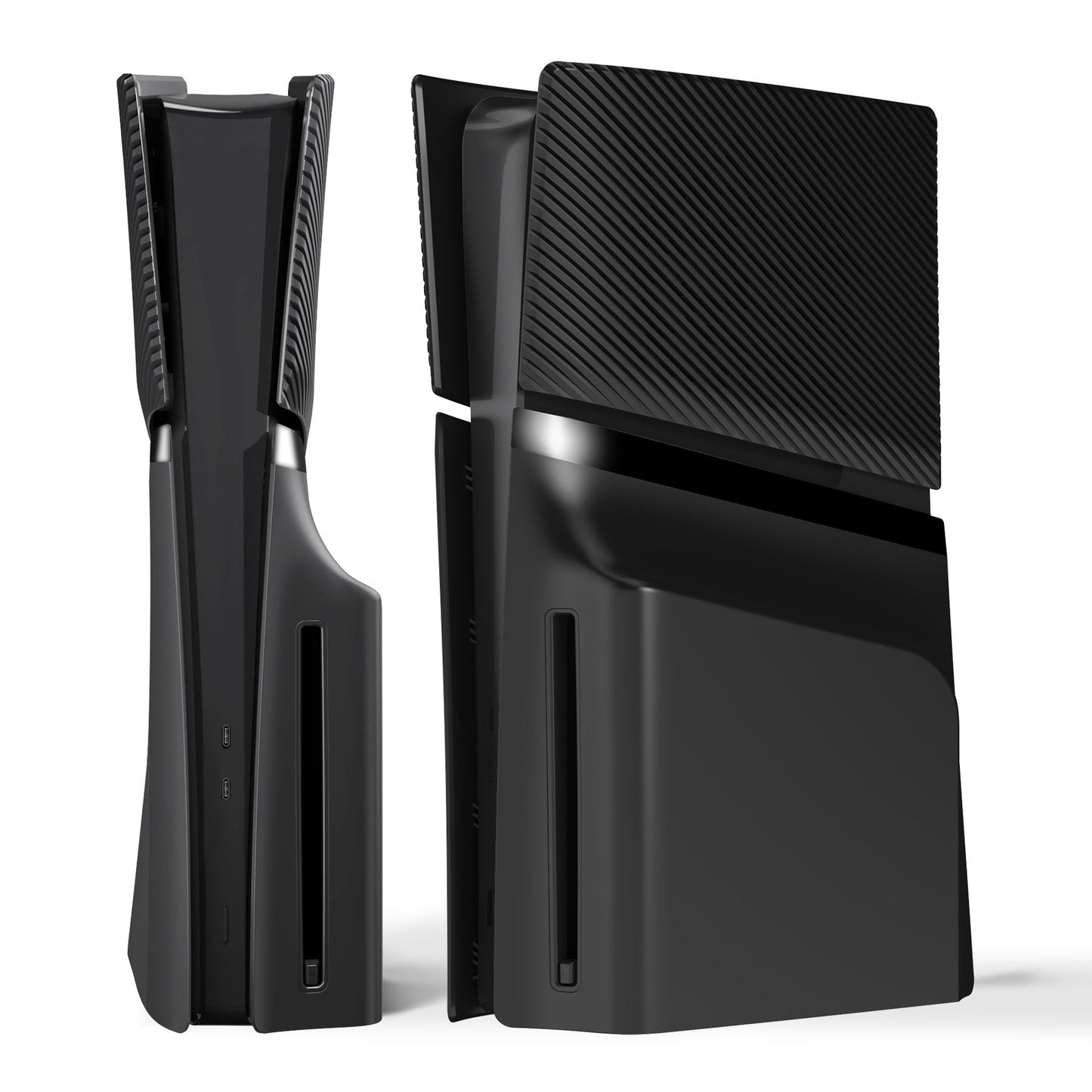 eXtremeRate eXcover Replacement Top Bottom Cover Side Panel with Cooling Vent for PS5 Slim Disc Edition Console - Black eXtremeRate