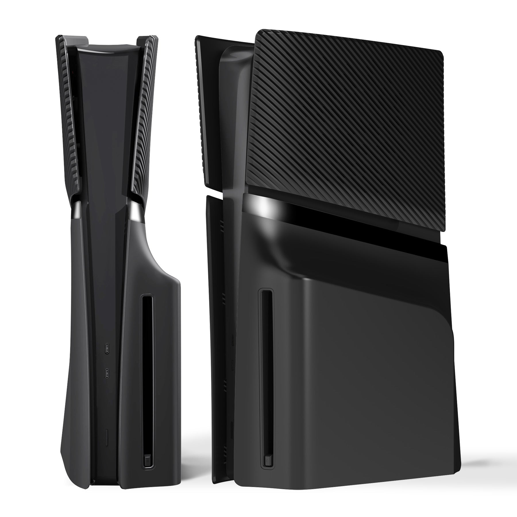 eXtremeRate eXcover Replacement Top Bottom Cover Side Panel with Cooling Vent for PS5 Slim Disc Edition Console - Black eXtremeRate