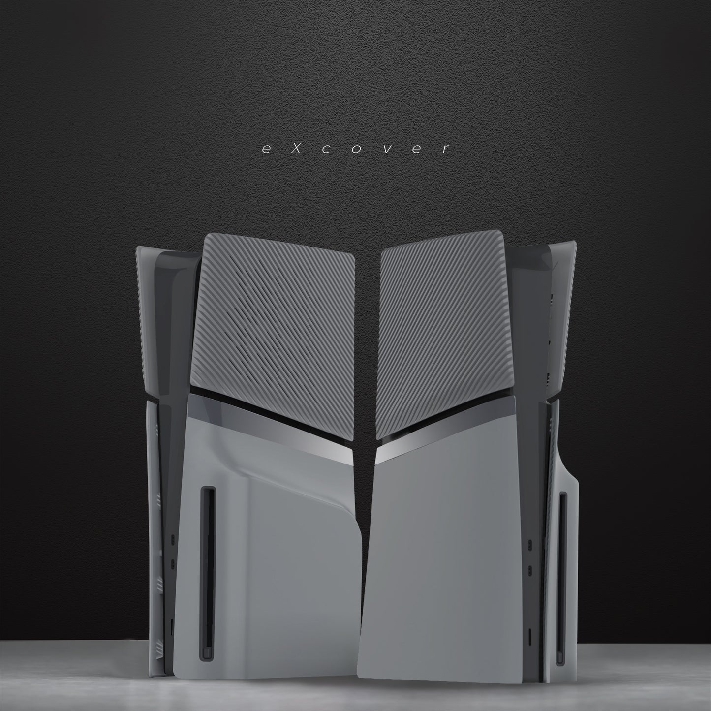 eXtremeRate eXcover Replacement Top Bottom Cover Side Panel with Cooling Vent for PS5 Slim Disc Edition Console - New Hope Gray