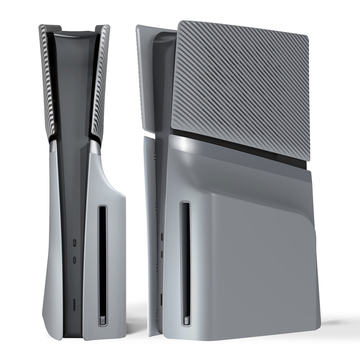 eXtremeRate eXcover Replacement Top Bottom Cover Side Panel with Cooling Vent for PS5 Slim Disc Edition Console - New Hope Gray