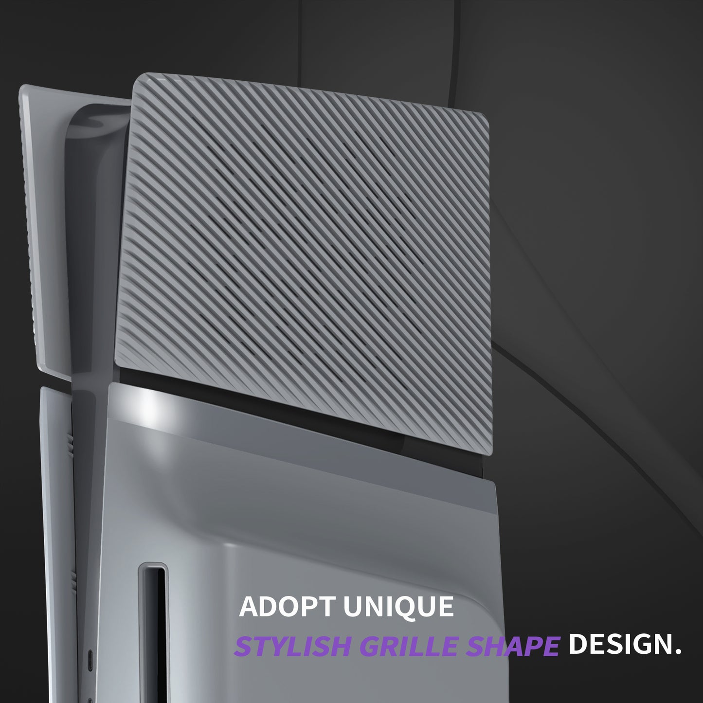 eXtremeRate eXcover Replacement Top Bottom Cover Side Panel with Cooling Vent for PS5 Slim Disc Edition Console - New Hope Gray