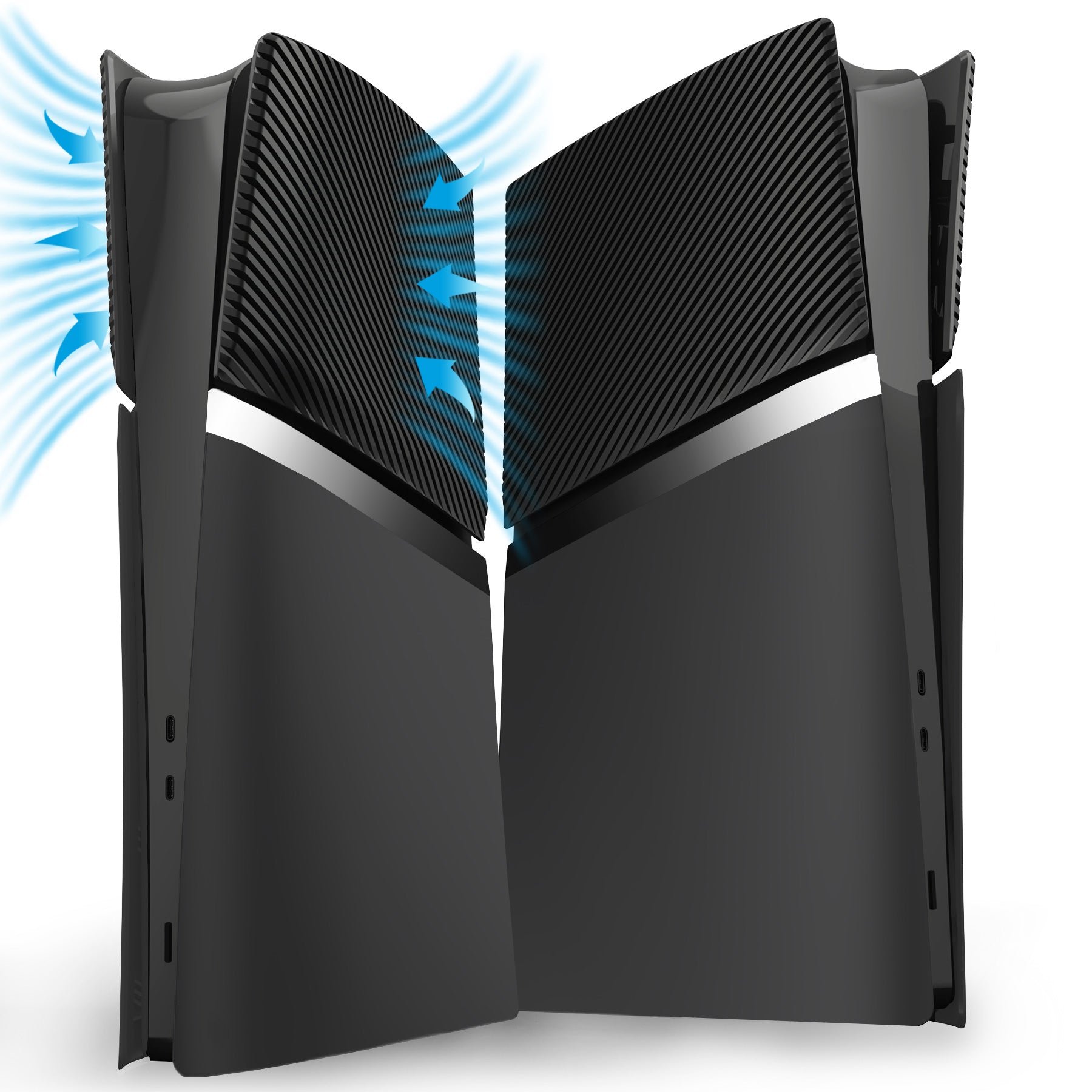 eXtremeRate eXcover Replacement Top Bottom Cover Side Panel with Cooling Vent for PS5 Slim Digital Edition Console - Black eXtremeRate